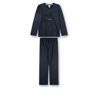 Schlafanzug SANETTA "Pyjama Pyjama Teens Shark Zone lang", Jungen, Gr. 152, blau (dunkelblau), Obermaterial: 100% Baumwolle CO., Homewear-Sets Schlafanzug (74841213-152) dunkelblau