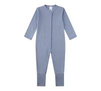Sanetta Schlafoverall mit Klappfuß Wolle/Seide 80 blau