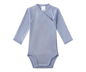 Sanetta Wickelbody langarm Wolle/Seide 68 blau