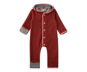 Sanetta Wollfleece-Overall mit Kapuze Klappbündchen 68 rost