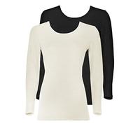 Sangora 2er Sparpack Damen-Unterhemd 8010830 = M in Schwarz-wollweiss