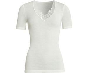 Sangora Spenzer 1/4 Arm tiefer Ausschnitt mit Spitzeweiß - XL