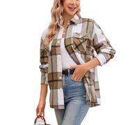 SANGTREE Flanellhemd für Mädchen und Damen, langärmelig, Knopfleiste, kariert, 3 Monate - US 2XL, Yf2 Plaid Jacket Khaki, Klein