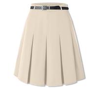 SANGTREE Knielanger Faltenrock für Damen, Midi-Rock, hohe Taille, 6 Jahre - US 4XL, Beige, 4X-Groß