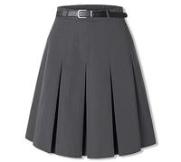 SANGTREE Knielanger Faltenrock für Damen, Midi-Rock, hohe Taille, 6 Jahre - US 4XL, grau dunkel, XX-Large