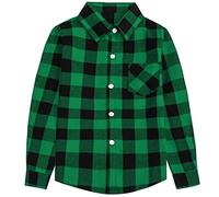 SANGTREE Mädchen Damen Langarm Flanell Plaid Hemd Button Down Baumwollhemden 3 Monate - US 2XL, Grün , Groß