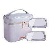 SANHECUN Reise-Kosmetiktasche, Make-up-Tasche, Pinseletui, Kulturbeutel, Kosmetiktasche, 3-teiliges Set (3, grau)