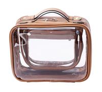 SANHECUN Reise-Kulturbeutel, groß, transparent, Kosmetiktasche, Make-up-Tasche, Braun, Medium, Kosmetikkoffer