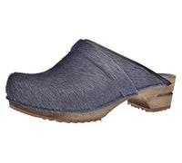 Sanita Caroline offener Clog | Original handgemacht | Leder-Holzclogs für Damen | Dunkelgrau | 42 EU