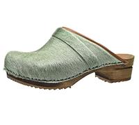 Sanita Caroline offener Clog | Original handgemacht | Leder-Holzclogs für Damen | Nachhaltige Sohle | Hellgrün | 40 EU
