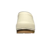 Sanita Chrissy offener Clog | Original handgemacht | Leder-Holzclogs für Damen | Nachhaltige Sohle | Weiß | 37 EU