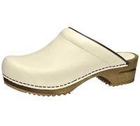 Sanita Chrissy offener Clog | Original handgemacht | Leder-Holzclogs für Damen | Nachhaltige Sohle | Weiß | 40 EU