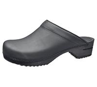 Sanita Christian offener Clog | Original handgemacht | Leder-Holzclogs für Männer | Schwarz | EU 48