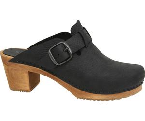 Sanita Clogs Damen Clog offen Wood-Malulo Square Open Black-37