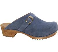 Sanita Hedi offener Clog, Wildleder | Original handgemacht | Leder-Holzclogs für Damen | Nachhaltige Sohle | Taube blau | 40 EU