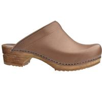 Sanita Lotte offener Clog | Original handgemacht | Leder-Holzclogs für Damen | Nachhaltige Sohle | Cognacbraun | 38 EU