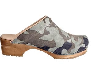 Sanita Damen Clog Wood-Soldi Open Olive camouflage-41