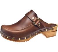 Sanita Clog Lillen – Offener handgemachter Leder‑Holzclog mit nachhaltiger Sohle Damen Braun 41