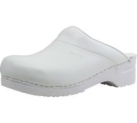 Sanita | Karl PU offener Clog | Original handgemacht | Flexible Leder-Clogs für Männer |Weiss | EU 48