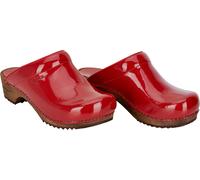 Sanita Damen Offener Clog Wood-Classic Patent Open Red-35
