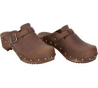 Sanita Clogs Kristel Open Damen – Original handgemacht, Leder-Holzclogs – Braun EU 36