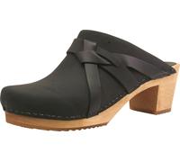 Sanita Manuella Clog | Original handgemacht | Lederclog mit Holzsohle für Damen, Größe: 37 EU, Schwarz