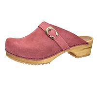 Sanita Hedi offener Clog, Wildleder | Original handgemacht | Leder-Holzclogs für Damen | Nachhaltige Sohle | Misty Rose | 41 EU