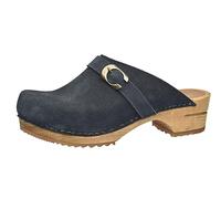 Sanita Hedi offener Clog, Wildleder | Original handgemacht | Leder-Holzclogs für Damen | Nachhaltige Sohle | Dunkelblau | 41 EU