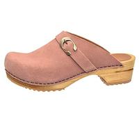 Sanita Hedi offener Clog, Wildleder | Original handgemacht | Leder-Holzclogs für Damen | Nachhaltige Sohle | Rosa |41 EU