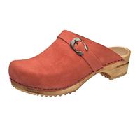 Sanita Hedi offener Clog, Wildleder | Original handgemacht | Leder-Holzclogs für Damen | Orange | 40 EU