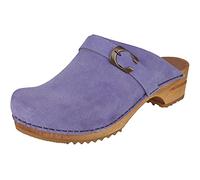 Sanita Hedi offener Clog, Wildleder | Original handgemacht | Leder-Holzclogs für Damen | Violett | 41 EU
