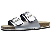 Sanita Ibiza Metallic Bio Sandale | Für Damen | Original handgemacht | Extremer Komfort für den ganzen Tag | Metallische Mikrofaser | Vegane Wahl | Verstellbarer Rieme | Silber | 41 EU