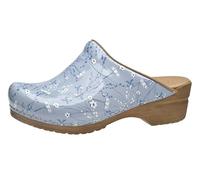 Sanita | Illo Offener Clog für Damen | Lackleder | Original Handgemachte, Flexible Leder Clogs | Anatomisch Geformtes Fußbett mit Weichem Schaum | Hellblau | 40 EU