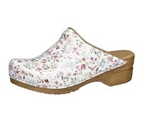 Sanita | Illo Offener Clog, Lackleder | Original handgemachte, Flexible Leder Clogs für Damen | Anatomisch geformtes Fußbett mit weichem Schaum | Weiß | 40 EU