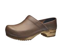 Sanita | Julie Geschlossener Clog | Original hangemacht | Lederclog mit Holzsohle für Damen | Braun | 41