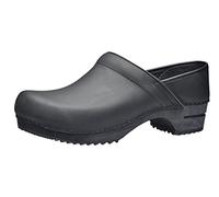Sanita | Julie Geschlossener Clog | Original hangemacht | Lederclog mit Holzsohle für Damen | Schwarz | 37