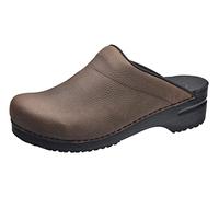 Sanita | Karl offener Clog, geöltes Leder | Original handgemacht | Flexible Leder-Clogs für Männer | Braun | EU 48