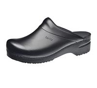 Sanita | Karl PU offener Clog | Original handgemacht | Flexible Leder-Clogs für Männer |Schwarz | EU 47