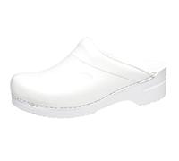 Sanita | Karl PU offener Clog | Original handgemacht | Flexible Leder-Clogs für Männer |Weiss | EU 47