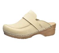 Sanita | Knaus Offener Clog | Original handgemachte, Flexible Leder Clogs für Damen | Anatomisch geformtes Fußbett mit weichem Schaum | Beige | 40 EU