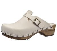 Sanita Kristel offener Clog | Original handgemacht | Leder-Holzclogs für Damen | Weiss | EU 36