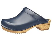 Sanita Lars offener Clog | Original handgemacht | Leder Holzclog für Herren, Größe: 40 EU, Blau