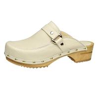 Sanita Lillen offener Clog | Original handgemacht | Leder-Holzclogs für Damen | Nachhaltige Sohle | Weiß | 41 EU