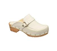 Sanita Lillen offener Clog | Original handgemacht | Leder-Holzclogs für Damen | Nachhaltige Sohle | Weiß | 41 EU