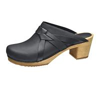 Sanita Manuella Clog | Original handgemacht | Lederclog mit Holzsohle für Damen, Größe: 40 EU, Schwarz