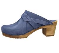 Sanita Manuella Clog | Original handgemacht | Lederclog mit Holzsohle für Damen | Taube blau | 41 EU