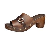 Sanita Non Wood Seia Leder Sandale | Original handgemacht für Damen | Fußbett mit weichem Schaum | Braun | 39 EU