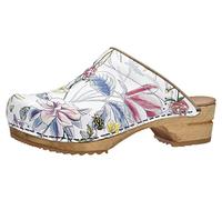 Sanita Orchid offener Clog | Original handgemacht | Leder-Holzclogs für Damen | Anatomisch geformtes Fußbett mit weichem Schaum | Weiß | 42 EU