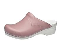 Sanita Pastel offener Clog | Original handgemacht | Flexible Leder-Clogs für Damen | Anatomisch geformtes Fußbett mit weichem Schaum | Dunkelrosa | 36 EU