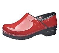 Sanita Patent | Professional geschlossener Clog | Original handgemacht für Damen | Anatomisch geformtes Fußbett mit weichem Schaum | Rot | 35 EU